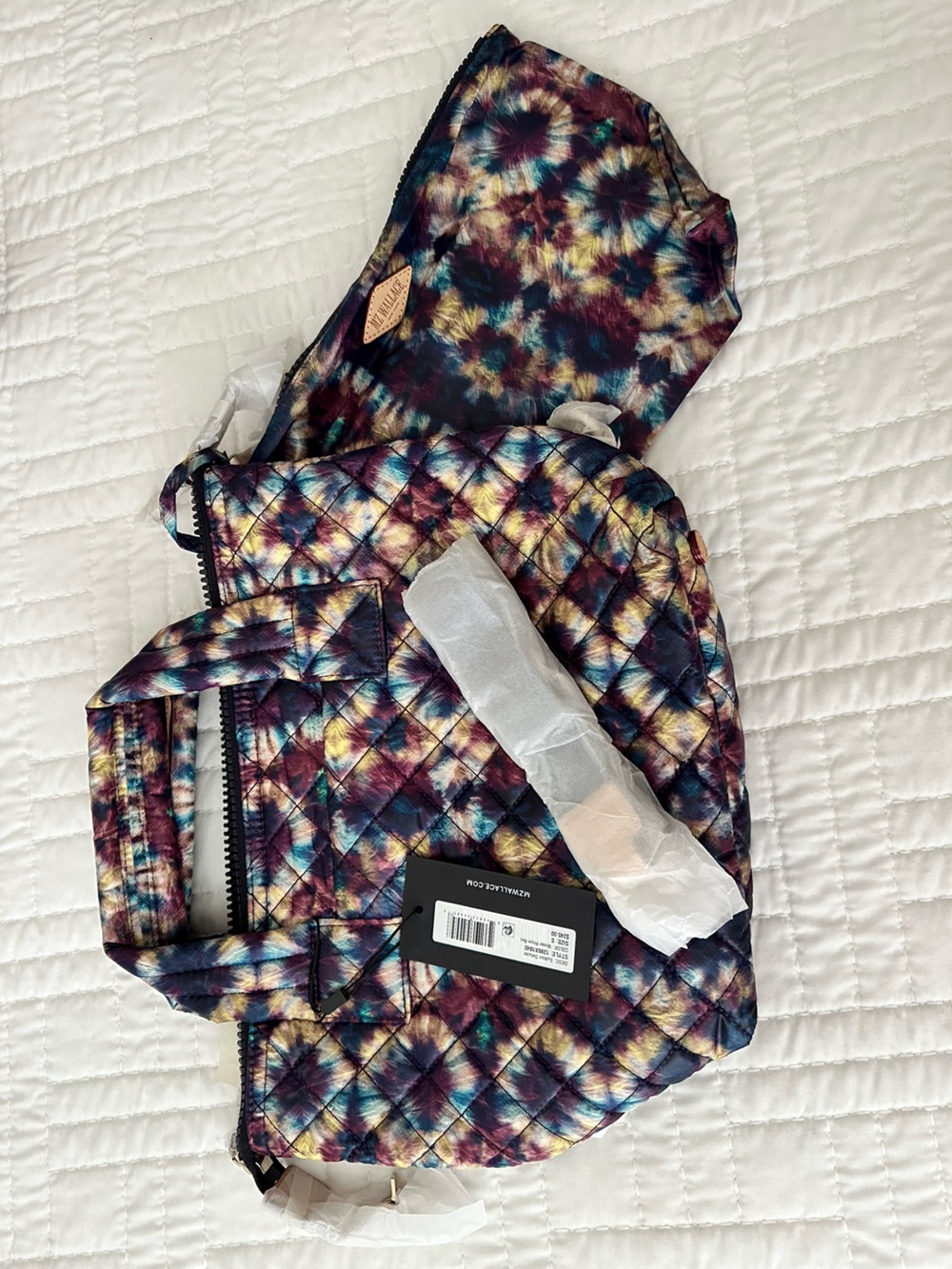MZ Wallace Quilted Tie-Dye Tote in Blue, Purple & Yellow